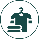 Hanging shirt and folded laundry icon.