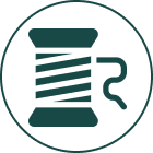 Spool of thread icon on white background.